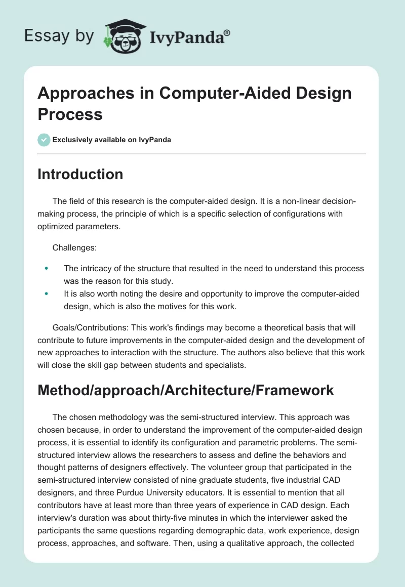 Approaches in Computer-Aided Design Process. Page 1