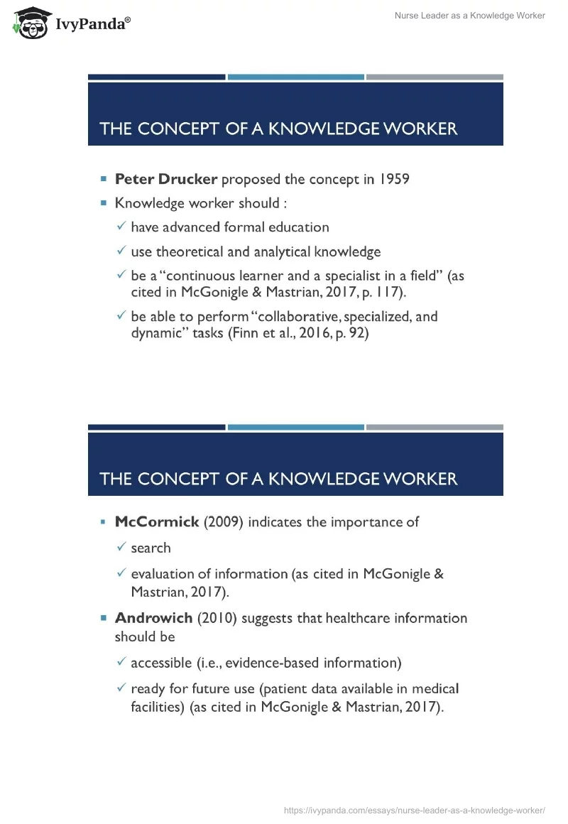 Nurse Leader as a Knowledge Worker. Page 3