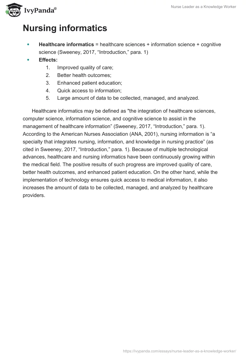 Nurse Leader as a Knowledge Worker. Page 4