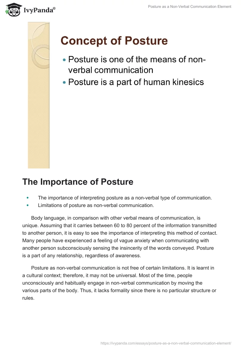 Posture as a Non-Verbal Communication Element. Page 2