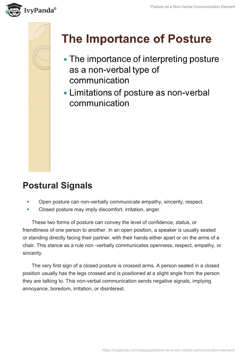 Posture as a Non-Verbal Communication Element. Page 3