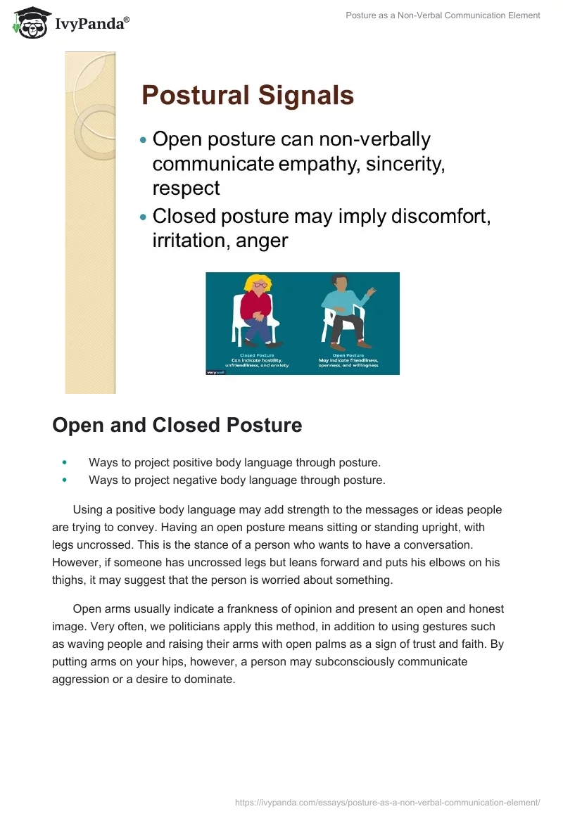 posture as a non verbal communication element page4
