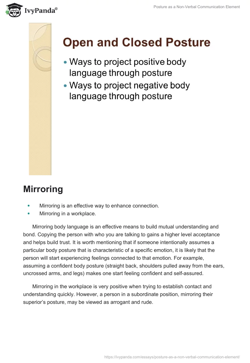 Posture as a Non-Verbal Communication Element. Page 5