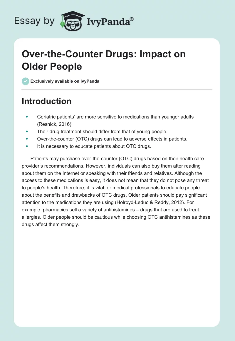 Over-the-Counter Drugs: Impact on Older People. Page 1