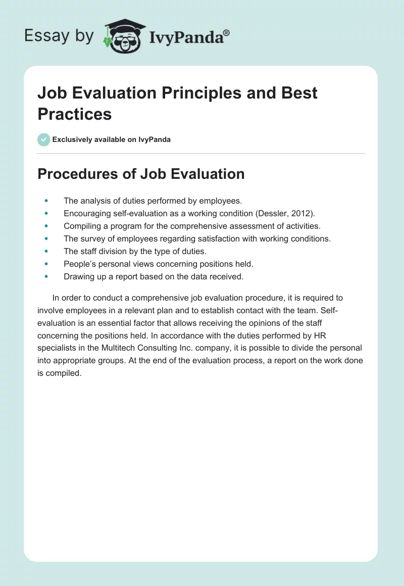 Job Evaluation Principles and Best Practices. Page 1
