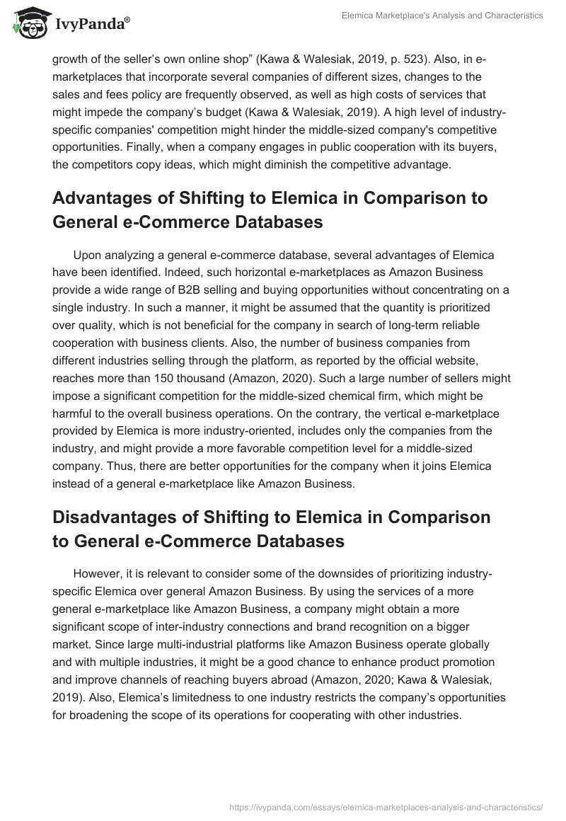 Elemica Marketplace's Analysis and Characteristics. Page 4