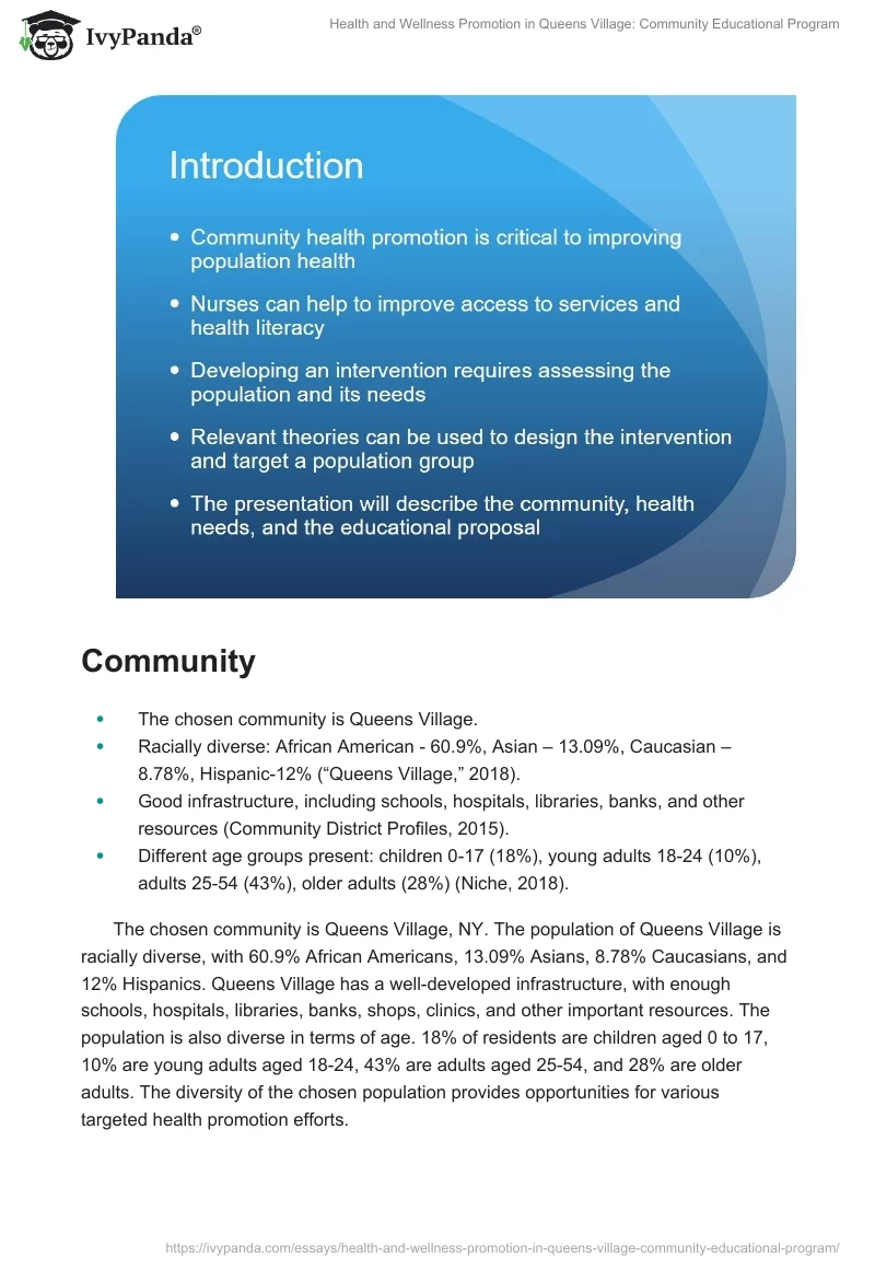 Health and Wellness Promotion in Queens Village: Community Educational Program. Page 2