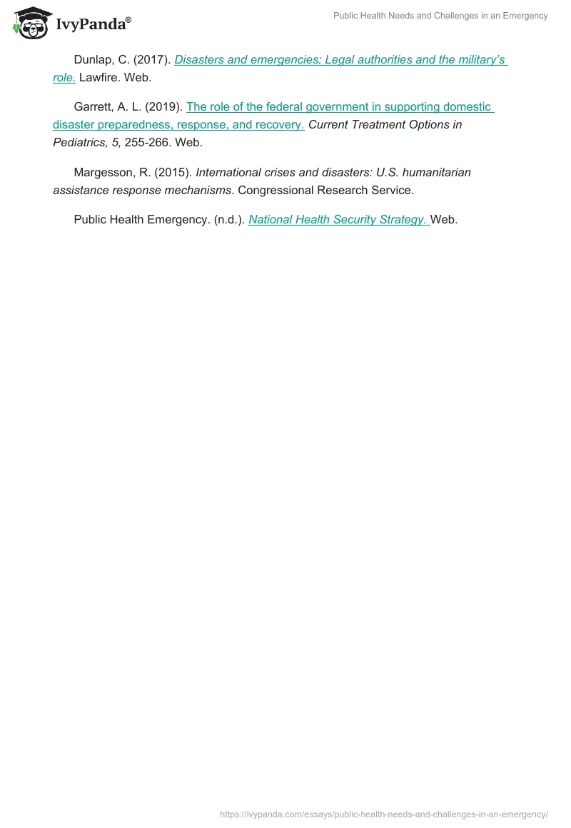 Public Health Needs and Challenges in an Emergency. Page 5