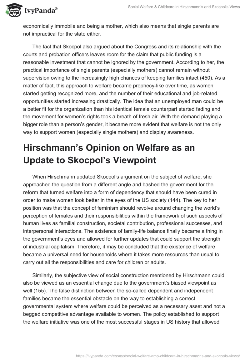 Social Welfare & Childcare in Hirschmann's and Skocpol's Views. Page 2