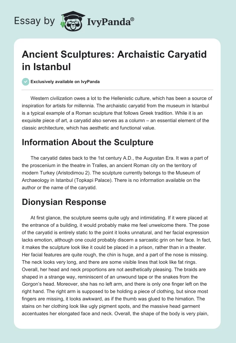 Ancient Sculptures: Archaistic Caryatid in Istanbul. Page 1