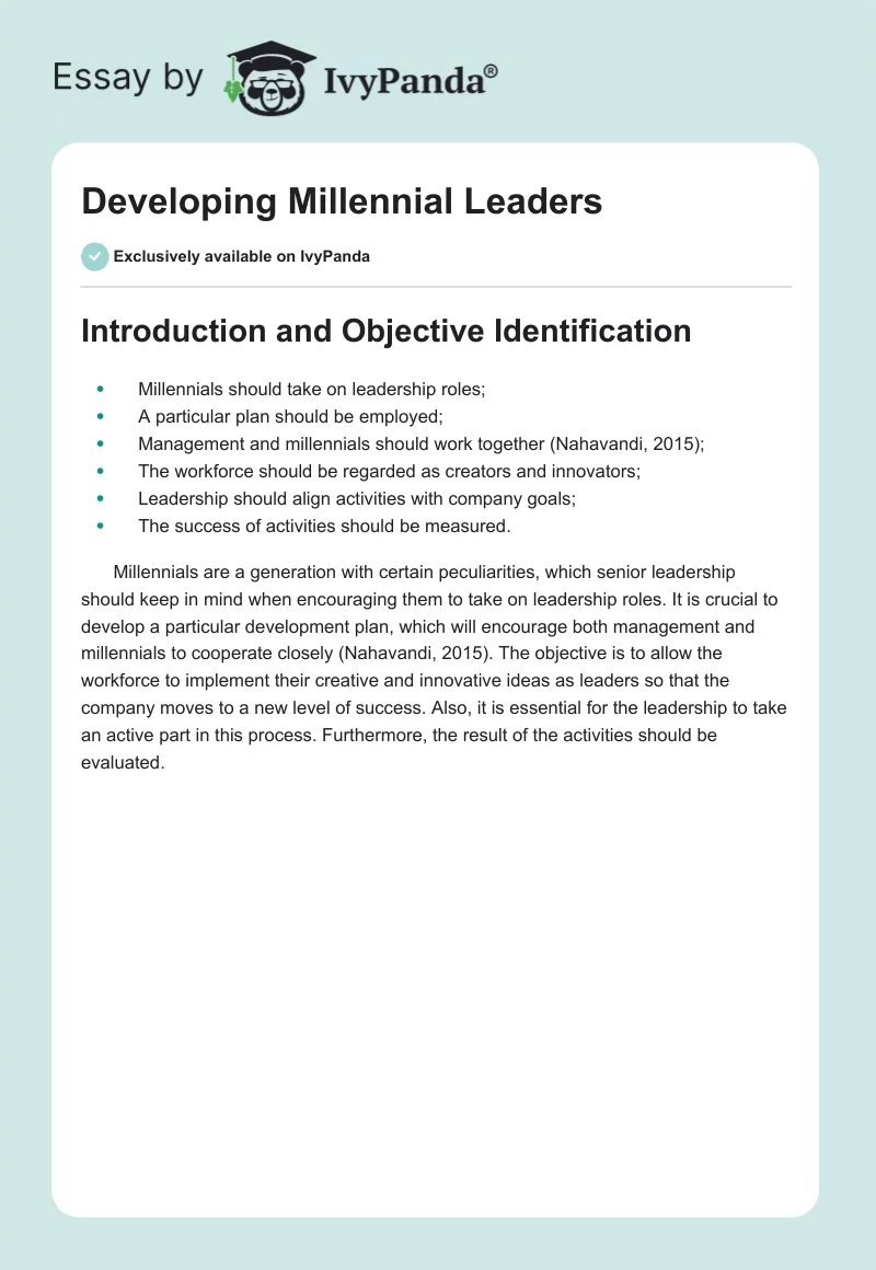 Developing Millennial Leaders. Page 1