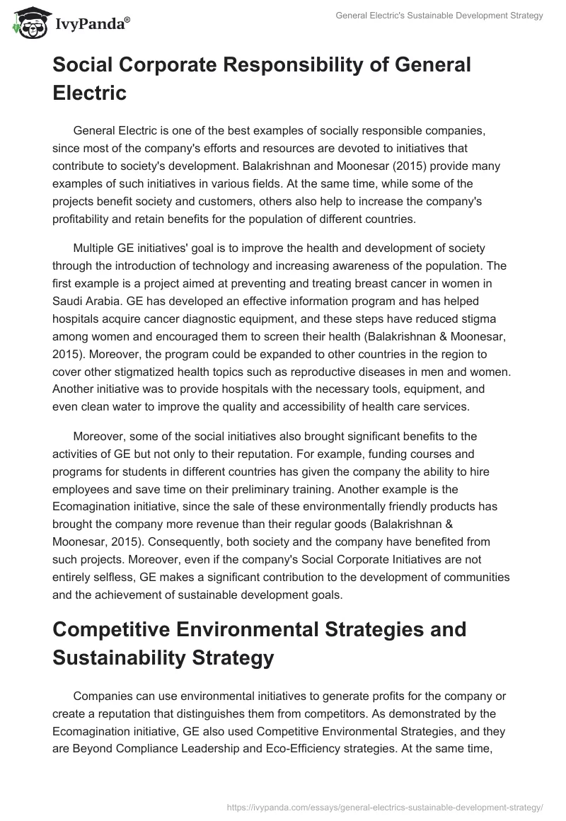 General Electric's Sustainable Development Strategy. Page 3