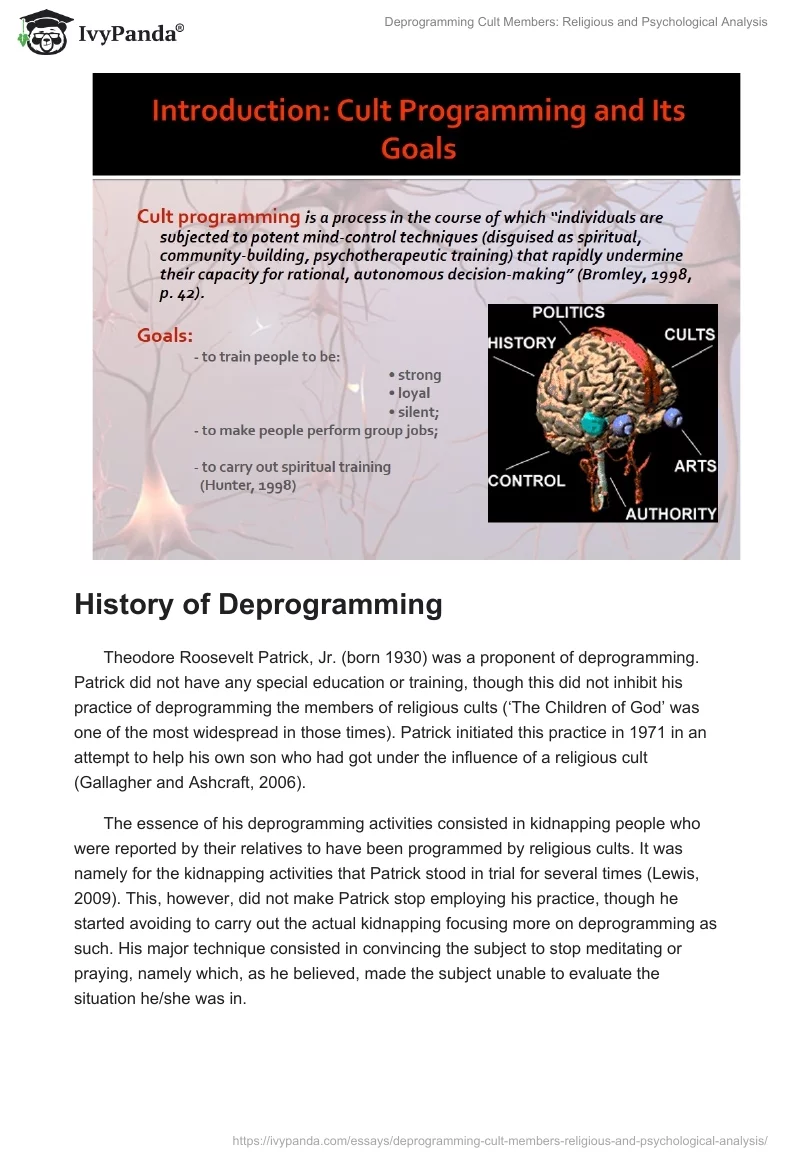 Deprogramming Cult Members: Religious and Psychological Analysis. Page 2