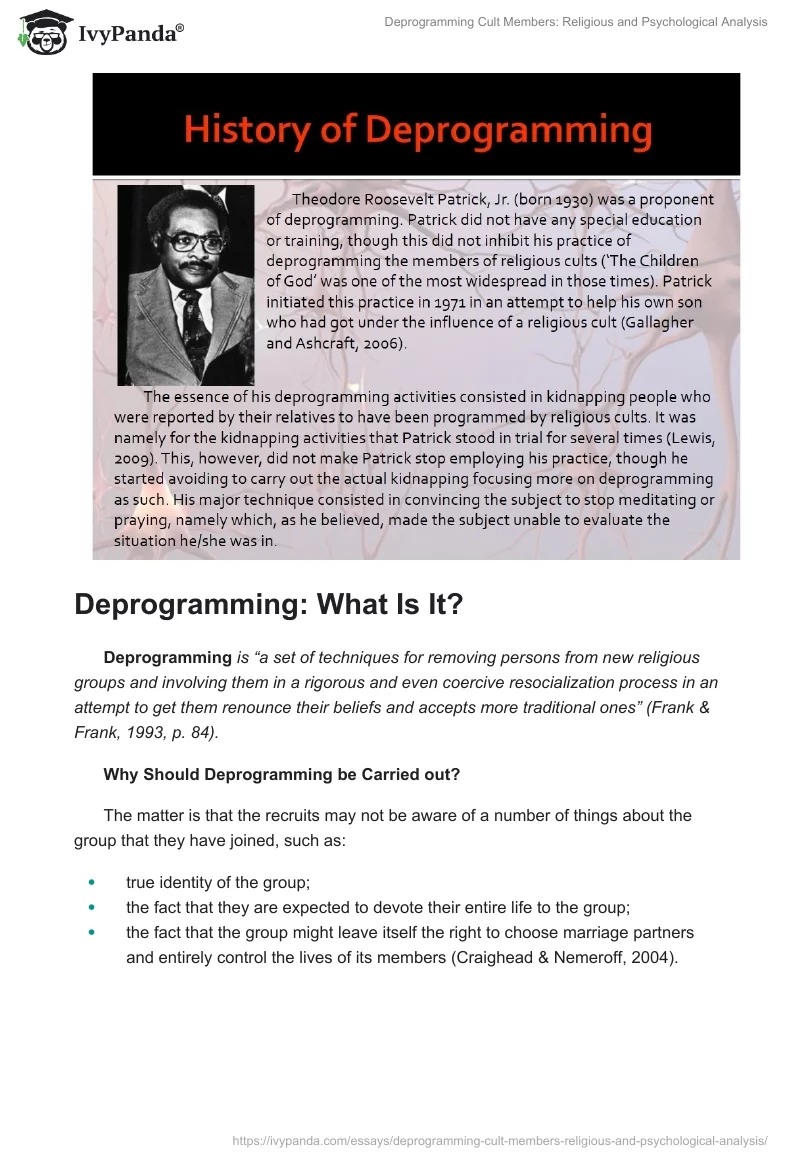 Deprogramming Cult Members: Religious and Psychological Analysis. Page 3
