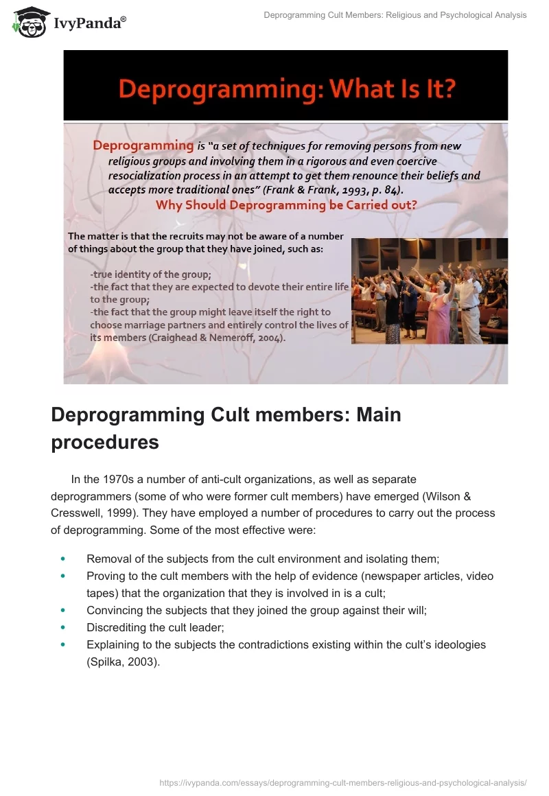 Deprogramming Cult Members: Religious and Psychological Analysis. Page 4