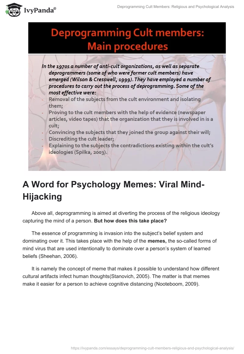 Deprogramming Cult Members: Religious and Psychological Analysis. Page 5
