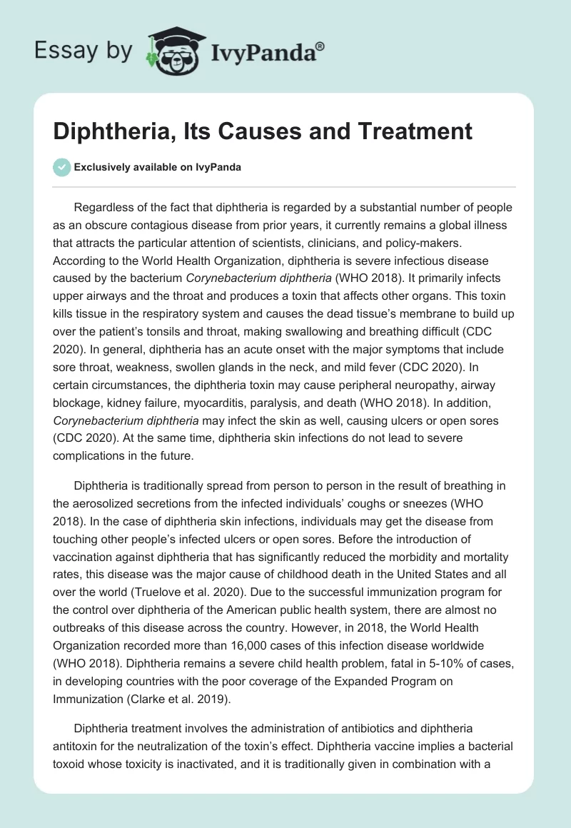 Diphtheria, Its Causes and Treatment. Page 1