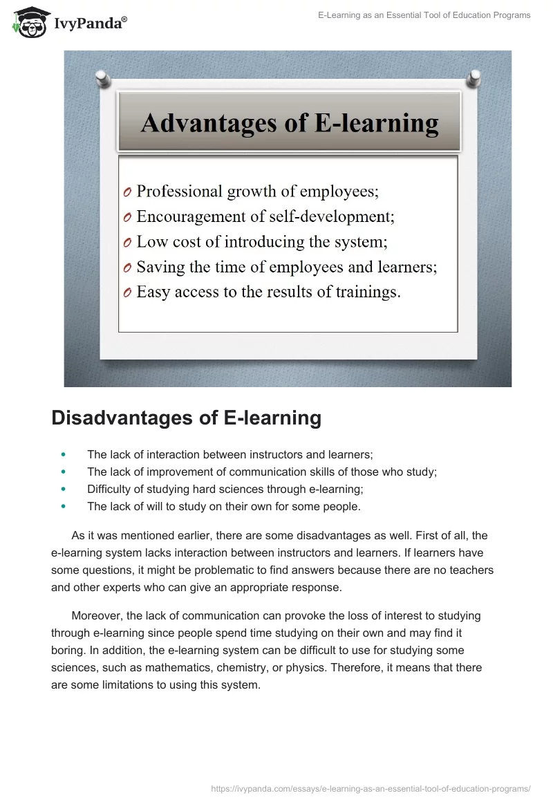E-Learning as an Essential Tool of Education Programs. Page 4