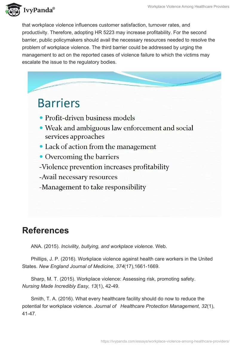 Workplace Violence Among Healthcare Providers. Page 5