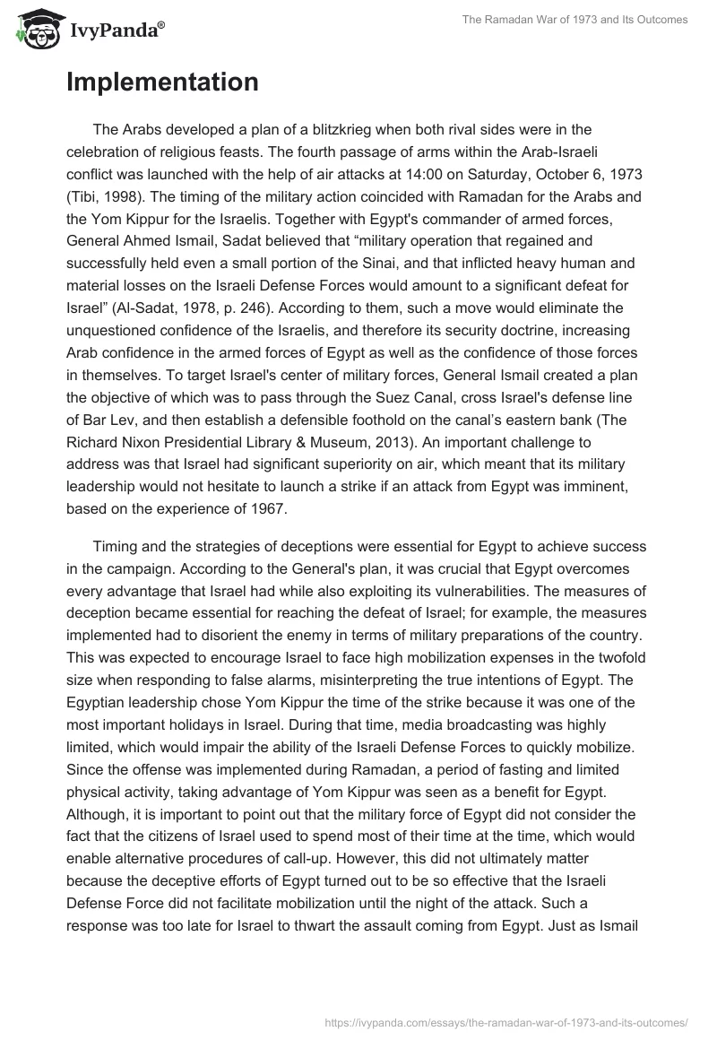 The Ramadan War of 1973 and Its Outcomes. Page 4