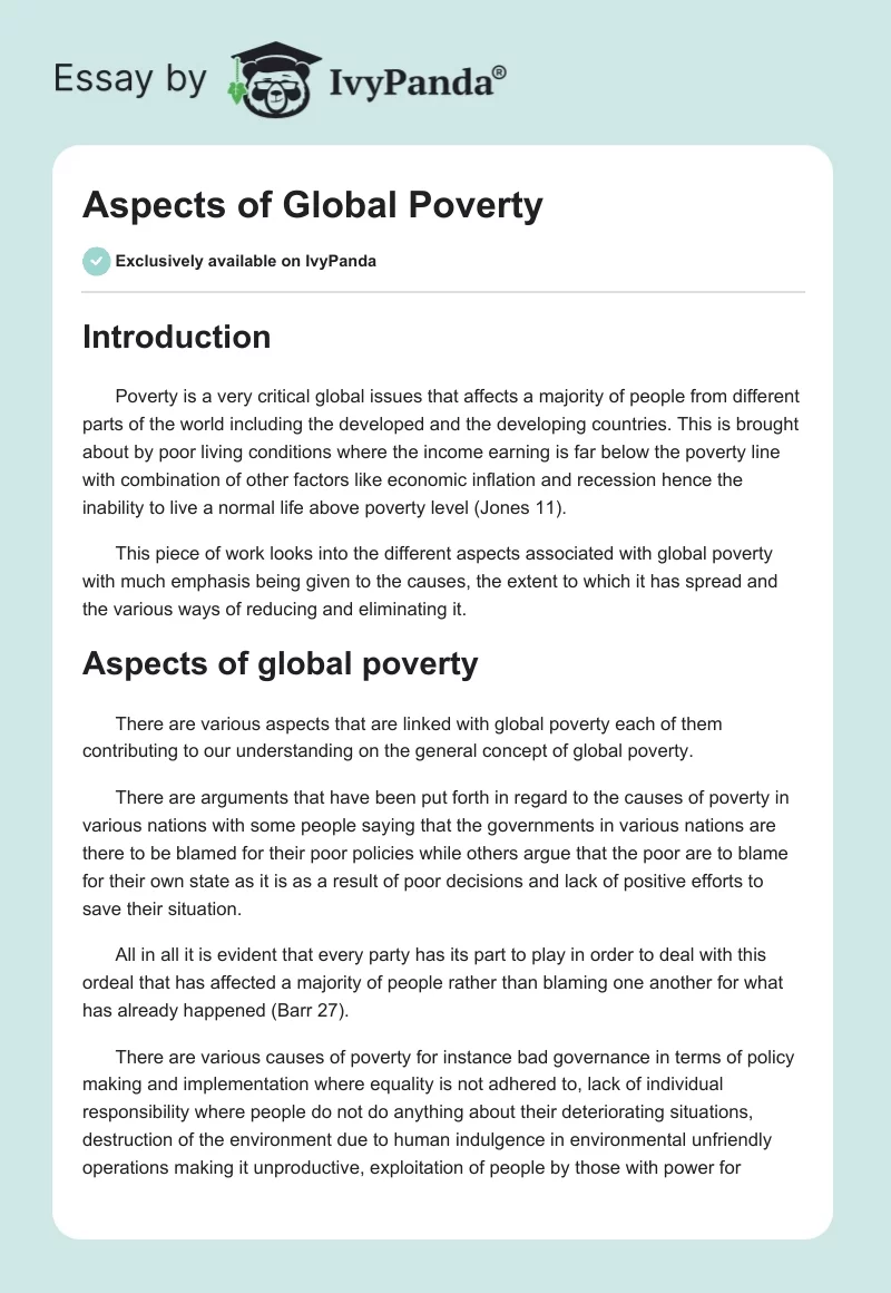 Aspects of Global Poverty. Page 1