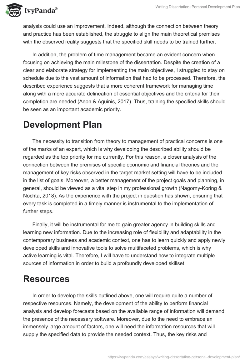 Writing Dissertation: Personal Development Plan. Page 2