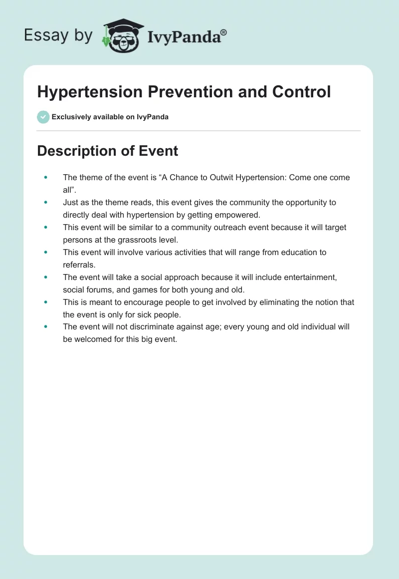 Hypertension Prevention and Control. Page 1