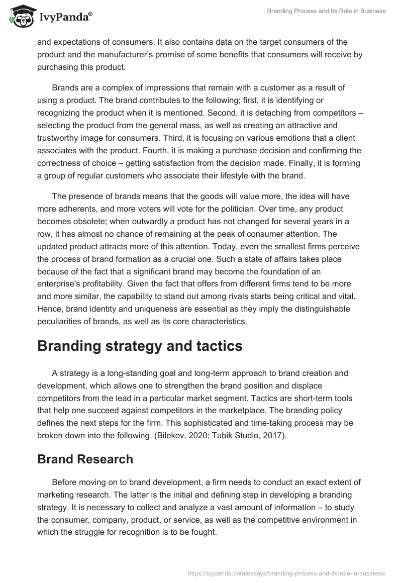 Branding Process and Its Role in Business. Page 2