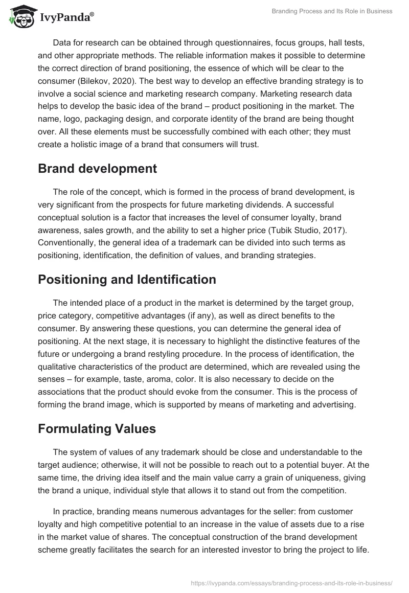 Branding Process and Its Role in Business. Page 3