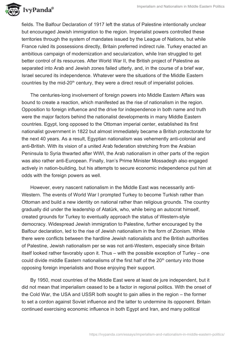 Imperialism and Nationalism in Middle Eastern Politics. Page 2