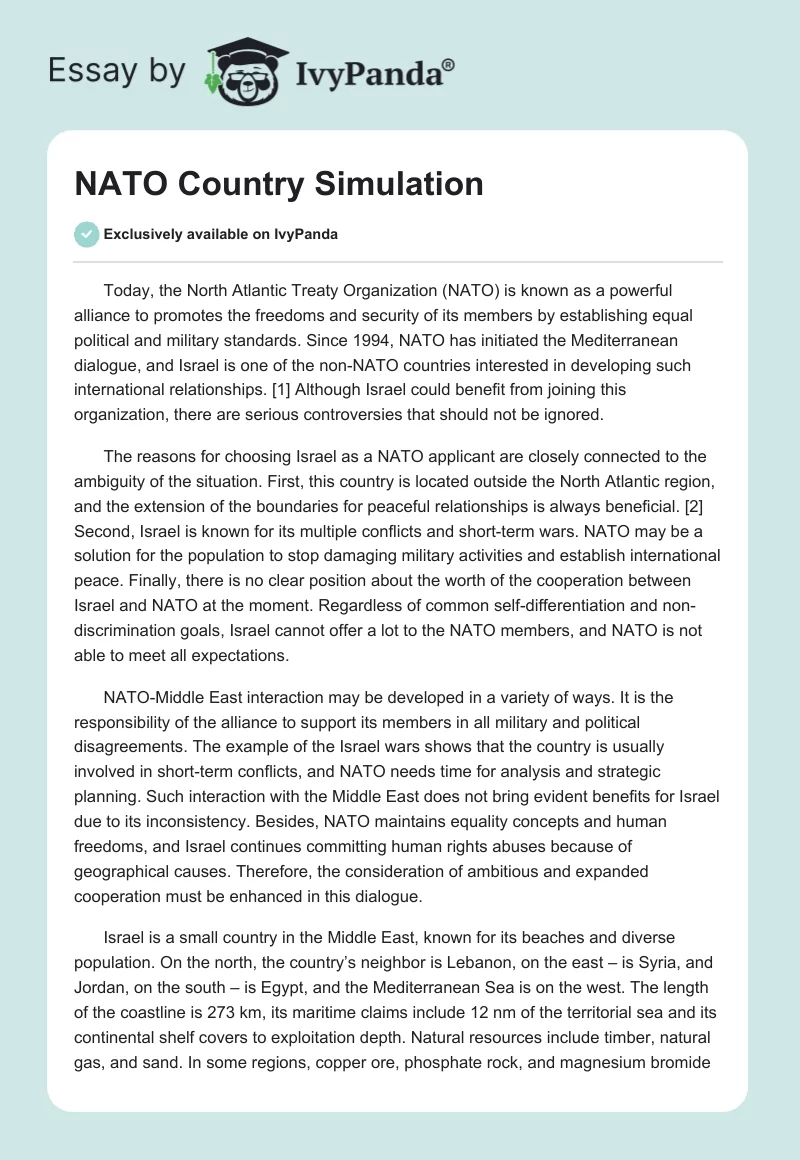NATO Country Simulation. Page 1