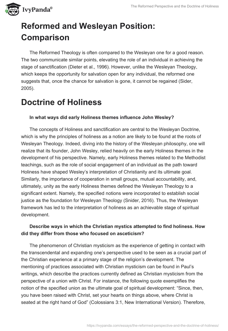 The Reformed Perspective and the Doctrine of Holiness. Page 2