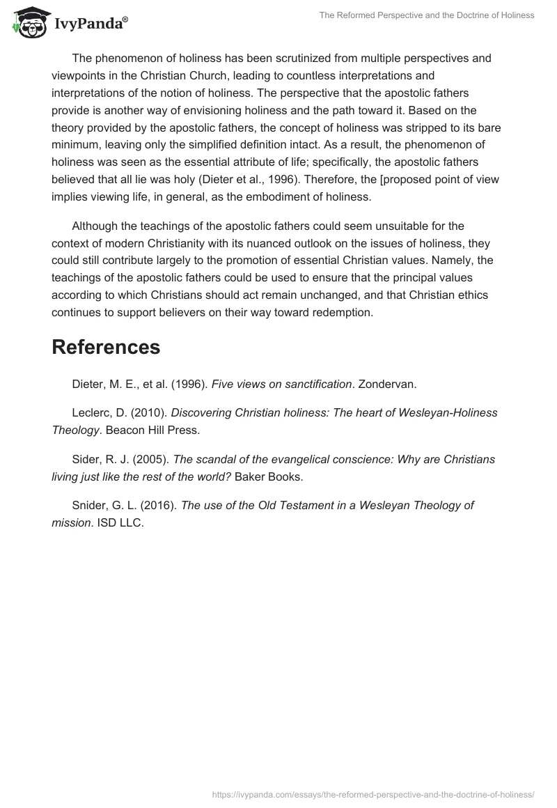 The Reformed Perspective and the Doctrine of Holiness. Page 5
