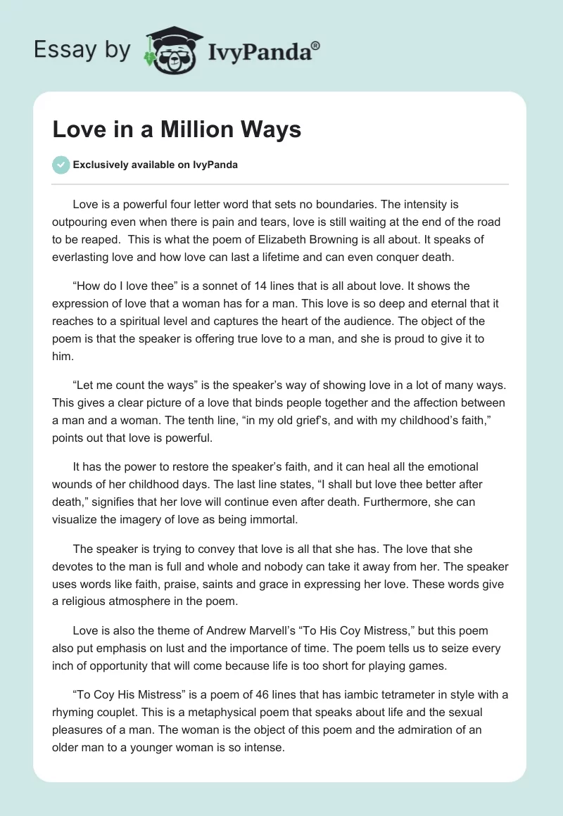 Love in a Million Ways. Page 1