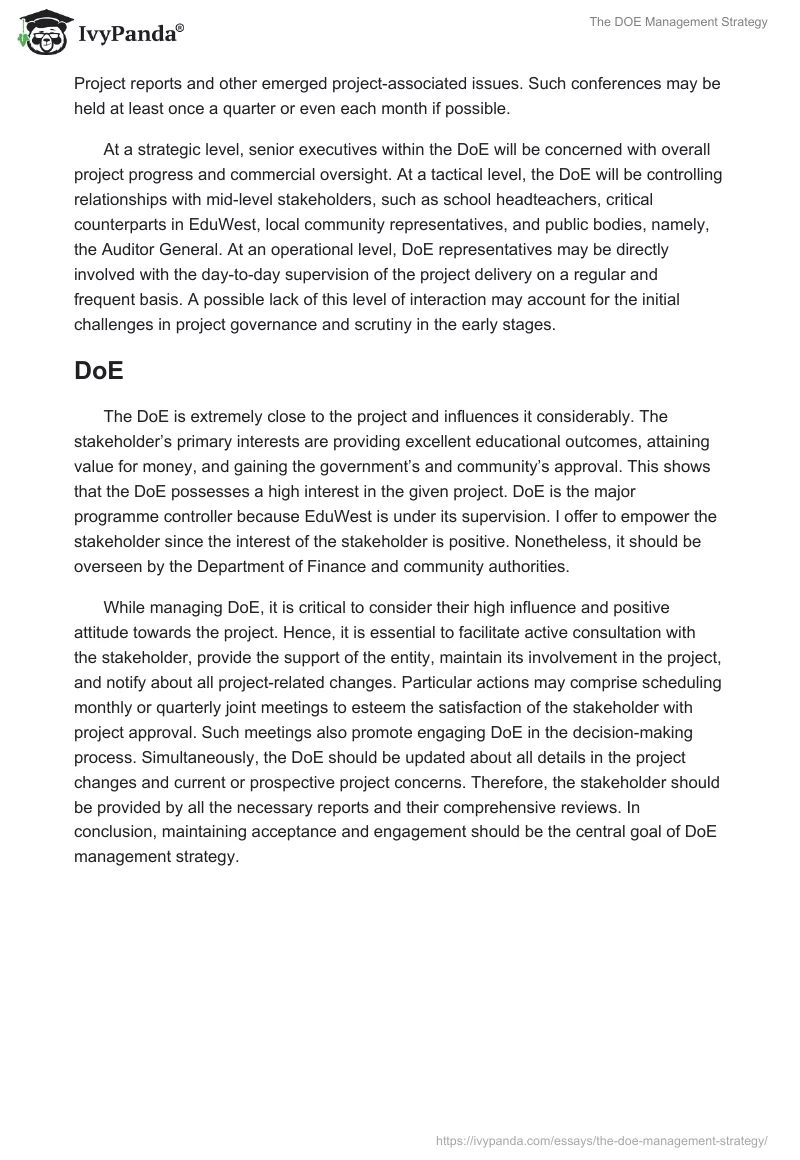 The DOE Management Strategy. Page 4