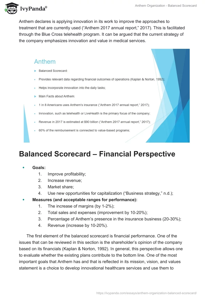 Anthem Organization - Balanced Scorecard. Page 2