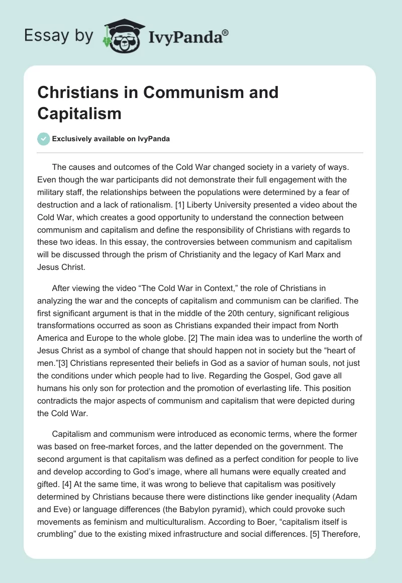 Christians in Communism and Capitalism. Page 1