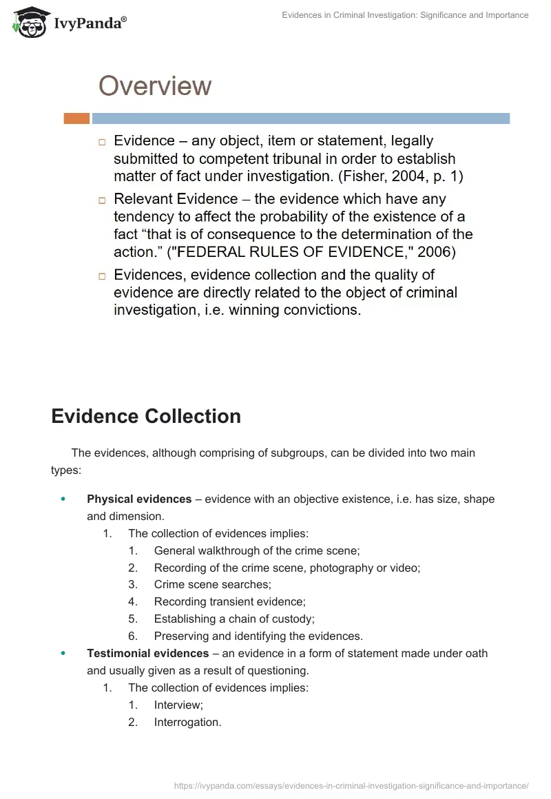Evidences in Criminal Investigation: Significance and Importance. Page 2