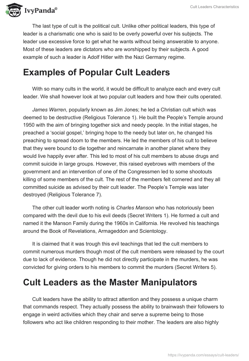 Cult Leaders Characteristics. Page 3