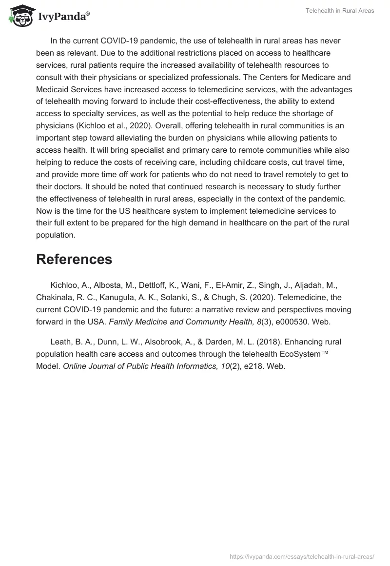 Telehealth in Rural Areas. Page 2