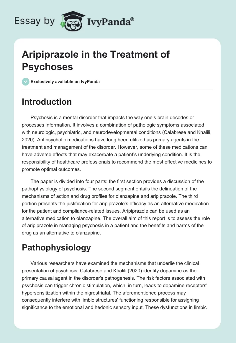 Aripiprazole in the Treatment of Psychoses. Page 1