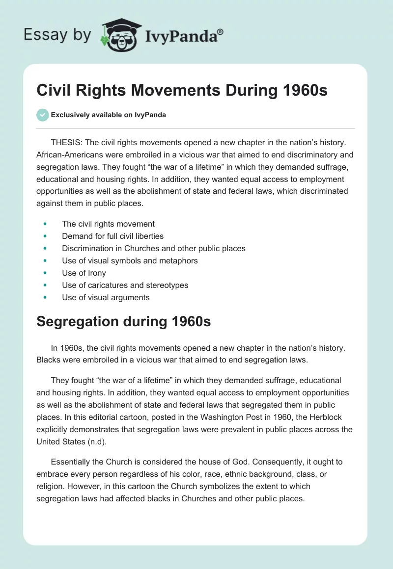 Civil Rights Movements During 1960s. Page 1