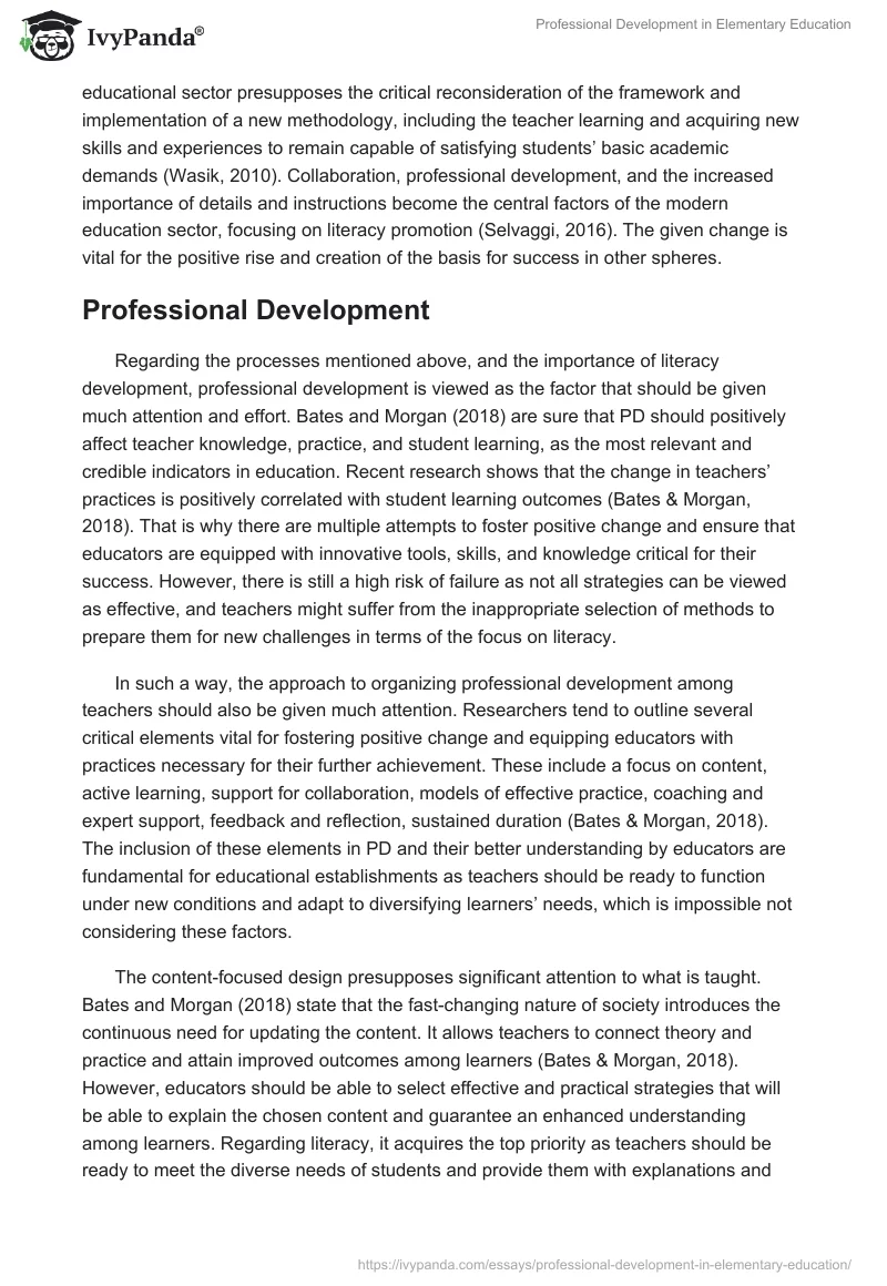 Professional Development in Elementary Education. Page 2