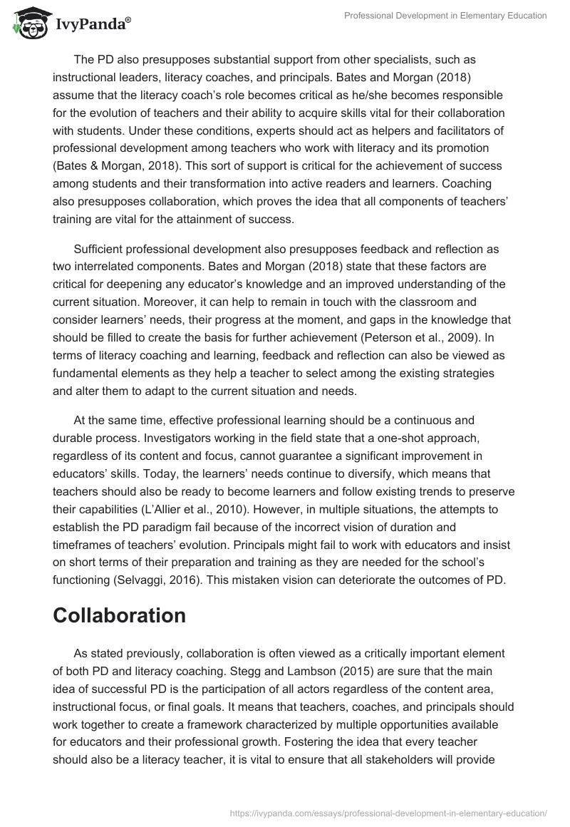 Professional Development in Elementary Education. Page 4