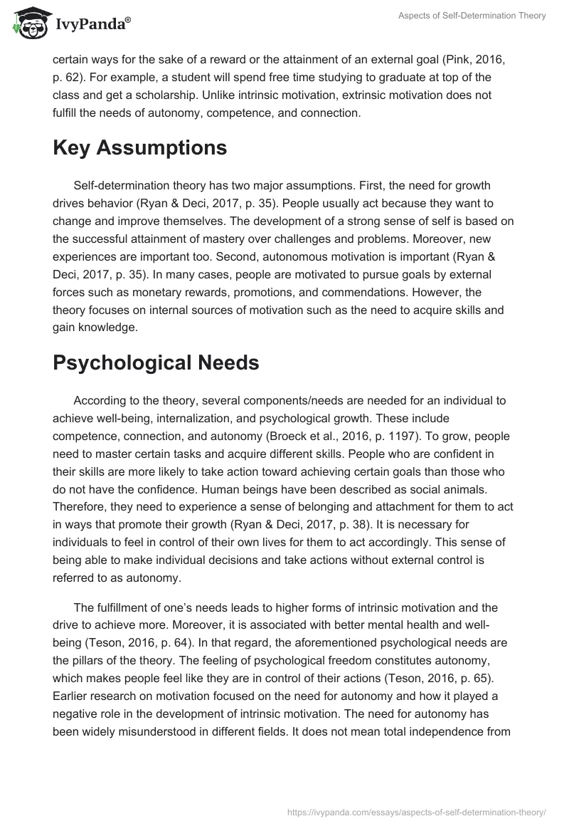 Aspects of Self-Determination Theory. Page 2