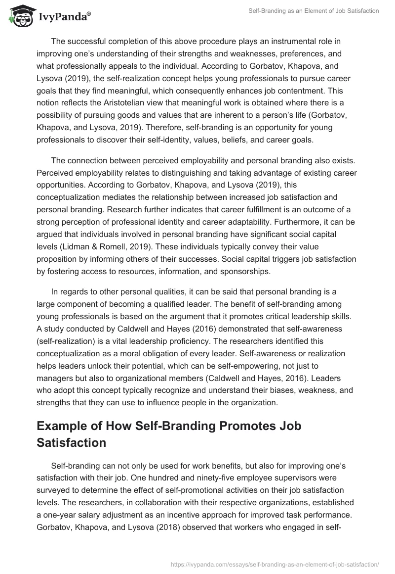 Self-Branding as an Element of Job Satisfaction. Page 2