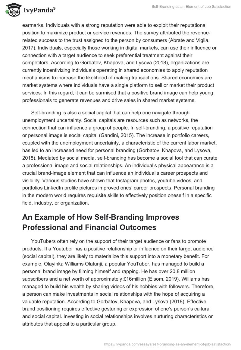 Self-Branding as an Element of Job Satisfaction. Page 5