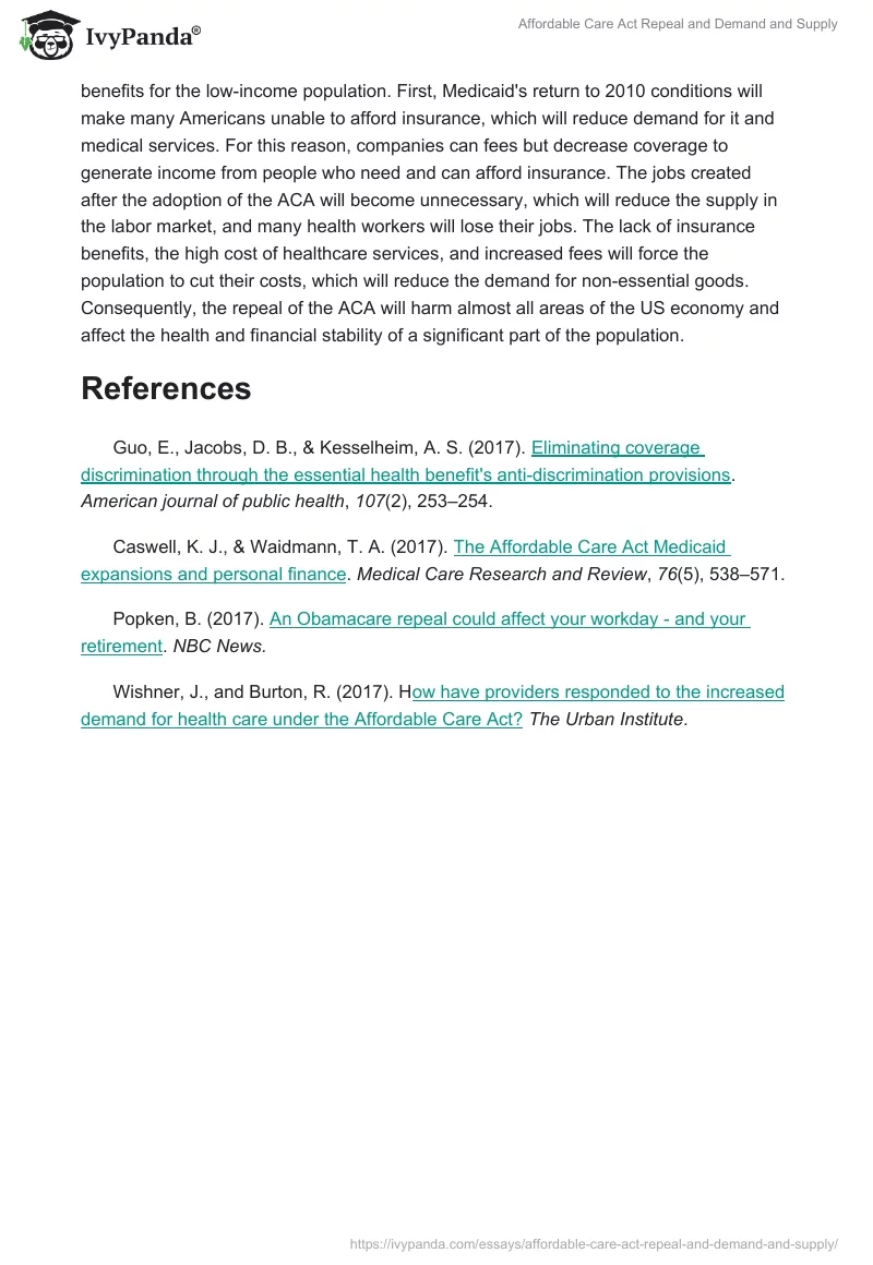 Affordable Care Act Repeal and Demand and Supply. Page 3