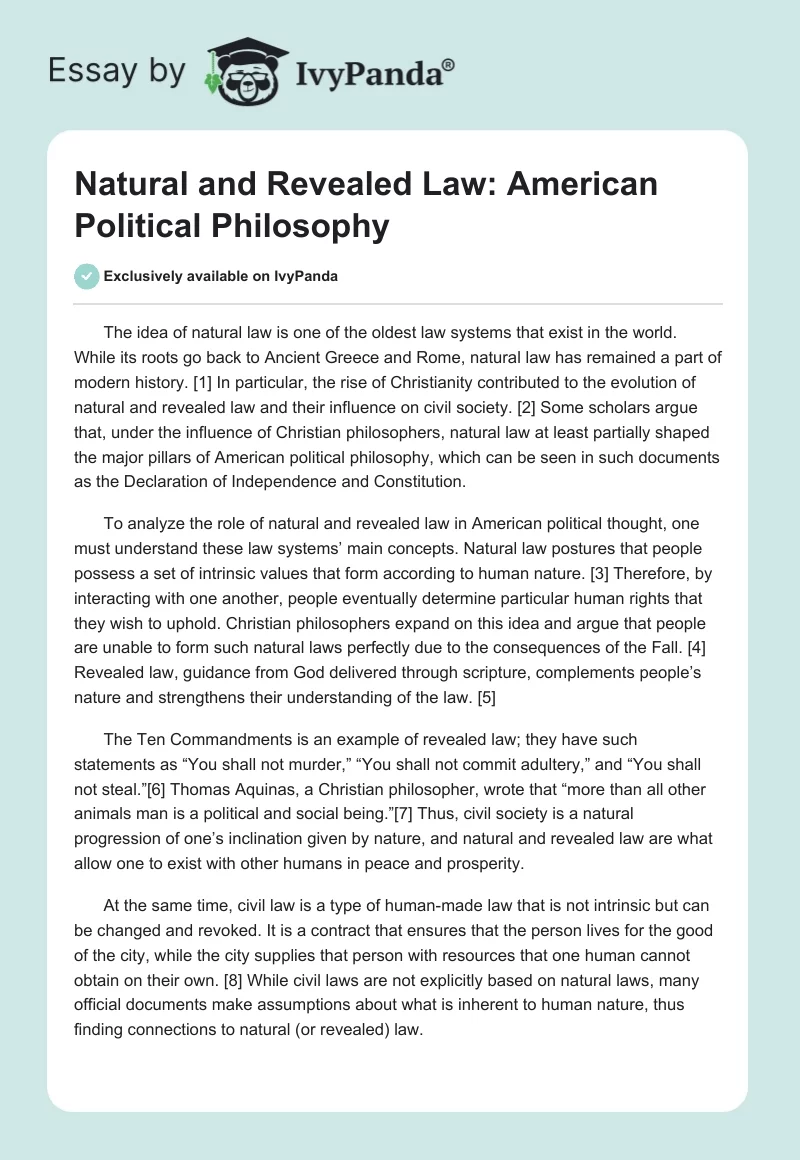 Natural and Revealed Law: American Political Philosophy. Page 1