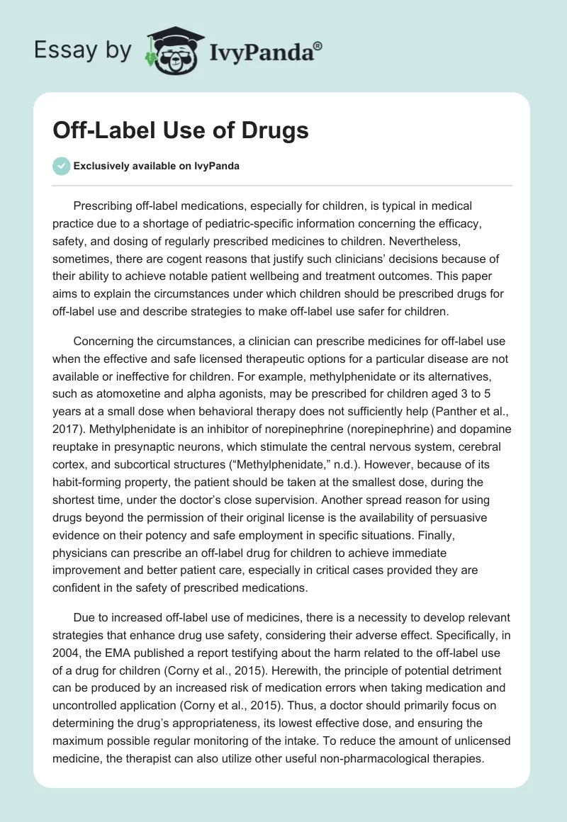Off-Label Use of Drugs. Page 1